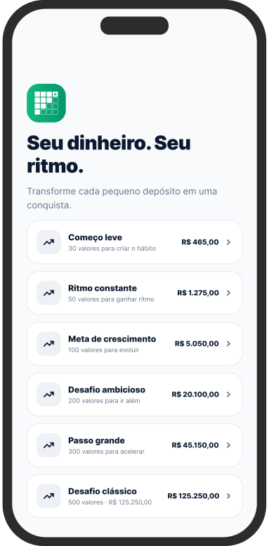 Tela inicial do app Tabela da Economia